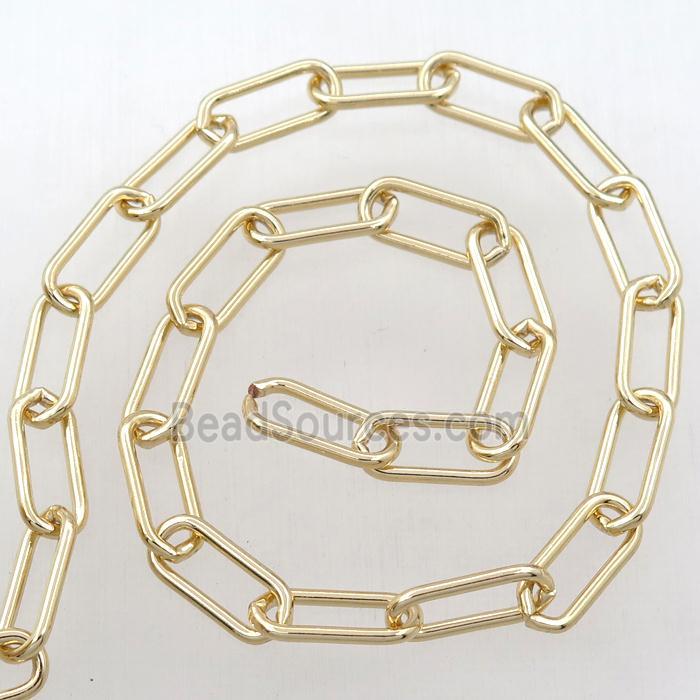Brass paperclip chain, gold plated
