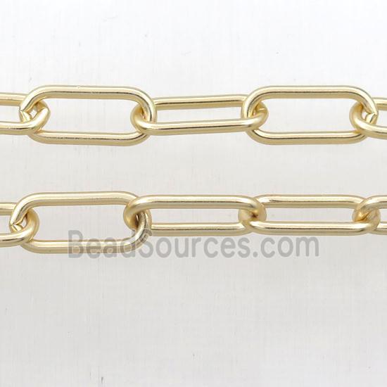 Brass paperclip chain, gold plated