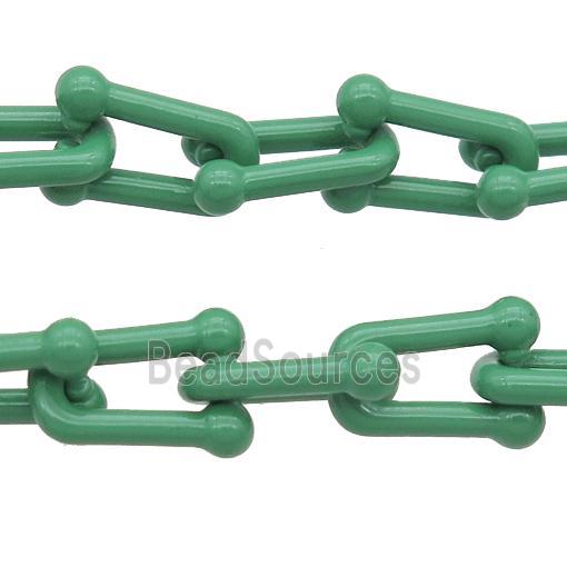 Alloy U-shape Chain with fire green lacquered