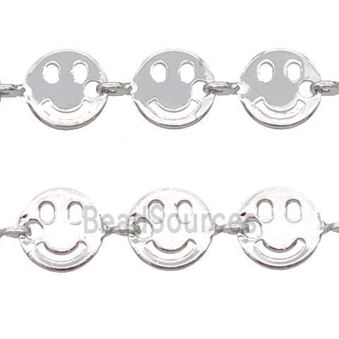 Copper Emoji smileface Chain, platinum plated