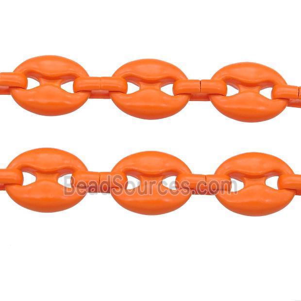 Alloy Chain with fire orange lacquered, pignose