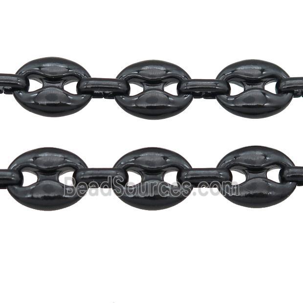 Alloy Chain with fire black lacquered, pignose