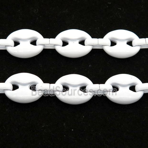 Alloy Chain with fire white lacquered, pignose