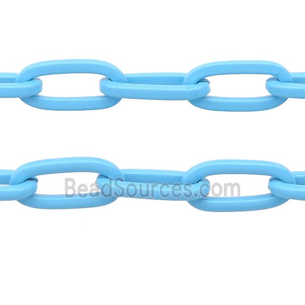 Alloy Paperclip Chain with fire lt.blue lacquered