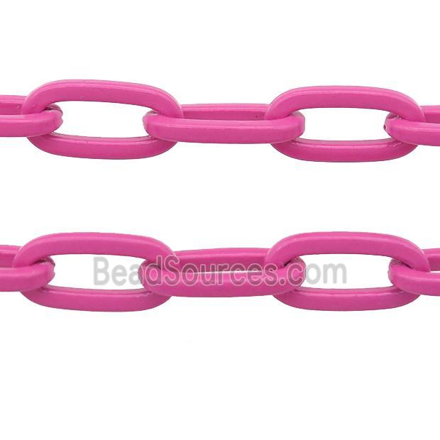 Alloy Paperclip Chain with fire hotpink lacquered