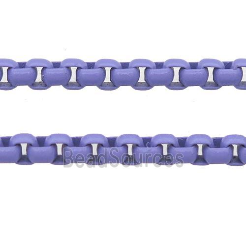 stainless Iron Box Chain with fire lavender lacquered