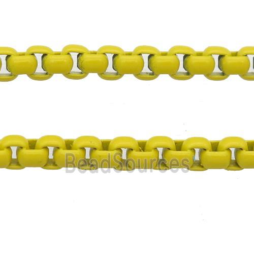 stainless Iron Box Chain with fire yellow lacquered