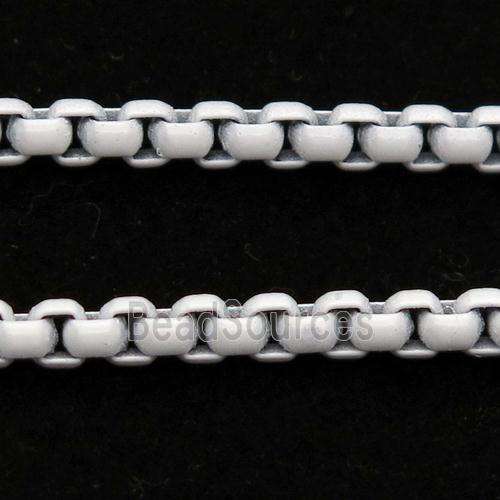 stainless Iron Box Chain with fire white lacquered