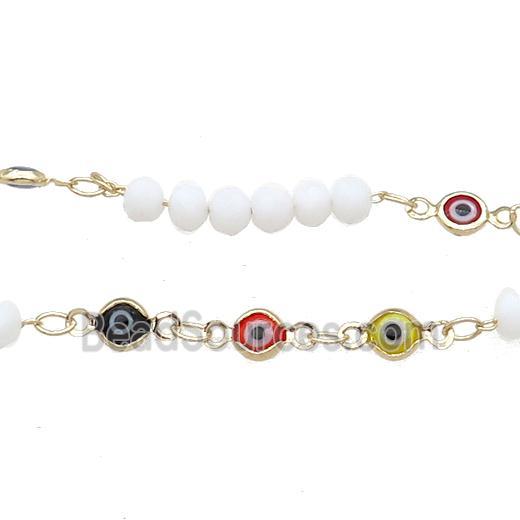 Copper Chain Enamel Evil Eye Gold Plated