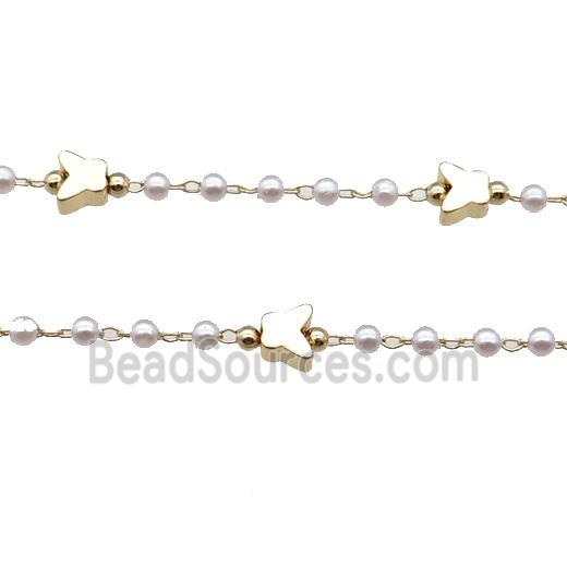 Copper Chain With Pearlized Plastic Butterfly Gold Plated