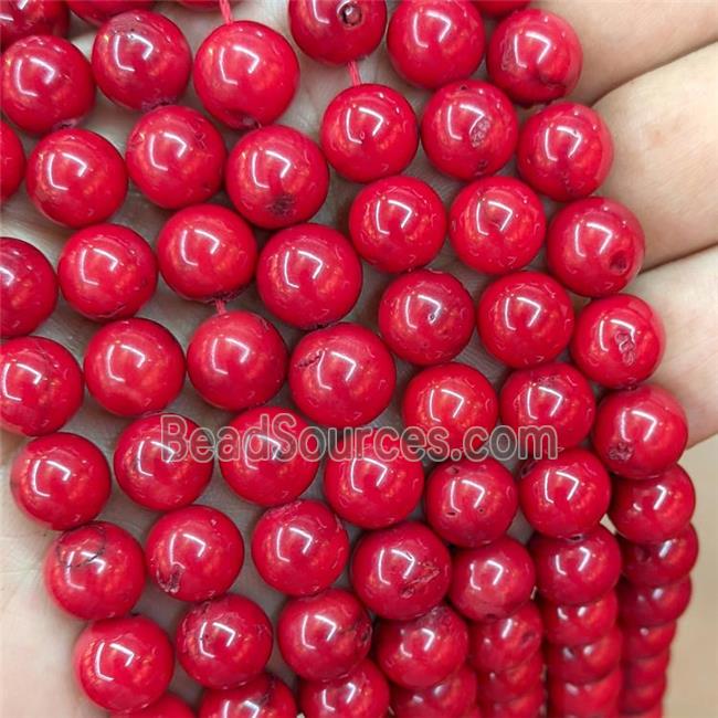 Natural Red Coral Beads Smooth Round B-Grade