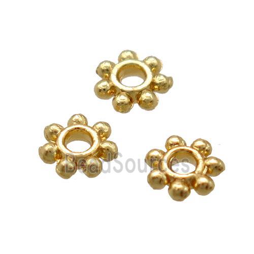 copper daisy spacer beads, Unfade, gold plated