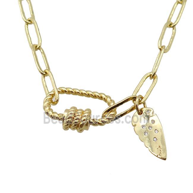 copper necklace, gold plated