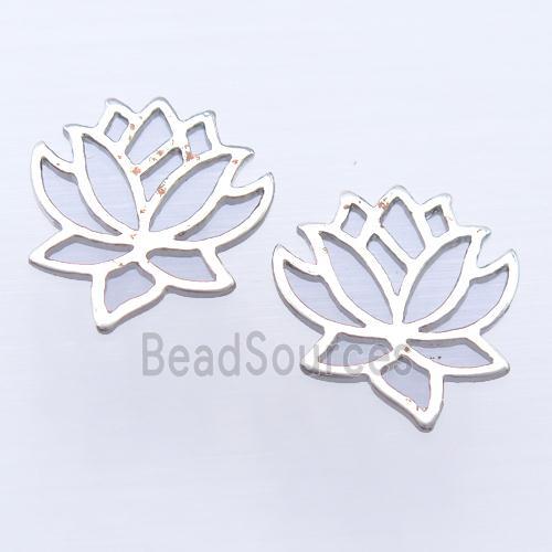 copper Lotus pendant, platinum plated, unfade