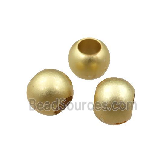 Copper Round Beads Large Hole Matte Gold