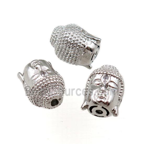 copper buddha beads, platinum plated