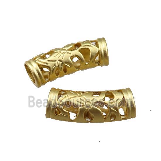 Copper Tube Beads Large Hole Matte Gold