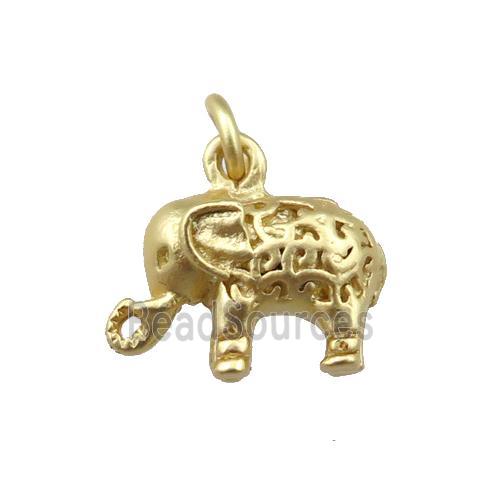 Copper Elephant Pendant Hollow Matte Gold