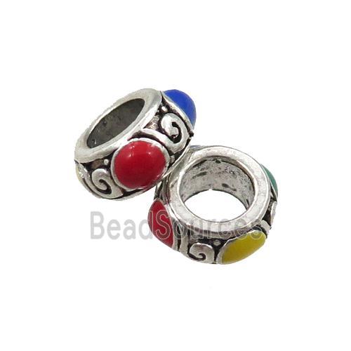 tibetan zinc rondelle beads, antique silver