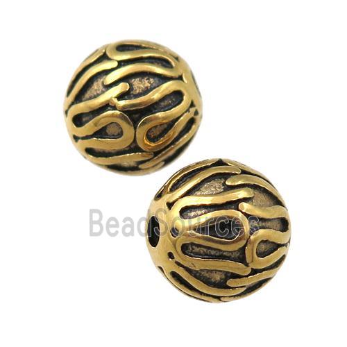 round Stainless Steel beads, antique gold