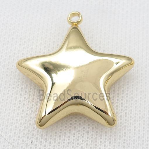 stainless steel star pendant, hollow, gold plated