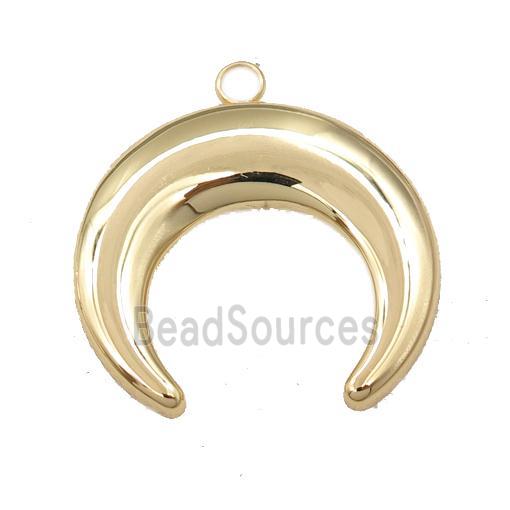 stainless steel moon crescent pendant, gold plated