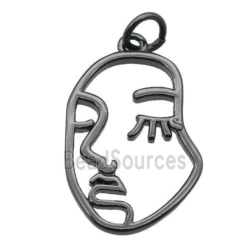 copper face pendant, black plated