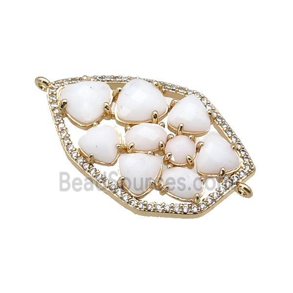 copper connector paved white Cat Eye Crystal, gold plated