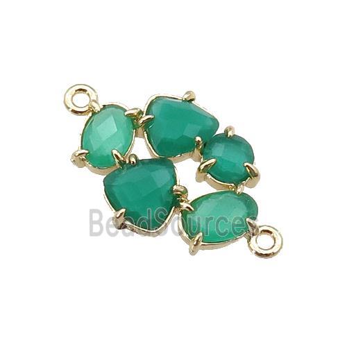 copper oval connector pave green Cat Eye Crystal, gold plated