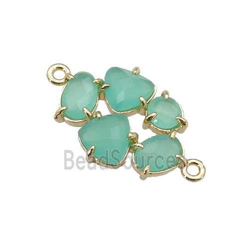 copper oval connector pave green Cat Eye Crystal, gold plated