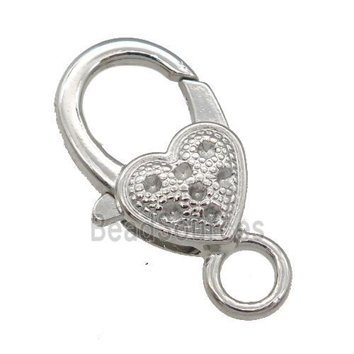 Alloy Lobster Clasp paved rhinestone, platinum plated