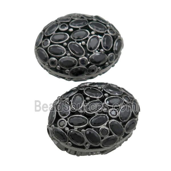 copper oval beads pave zircon, black plated