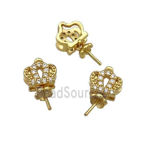 Copper Pendant Bail For Half Drilled Beads Pave Zircon Gold Plated