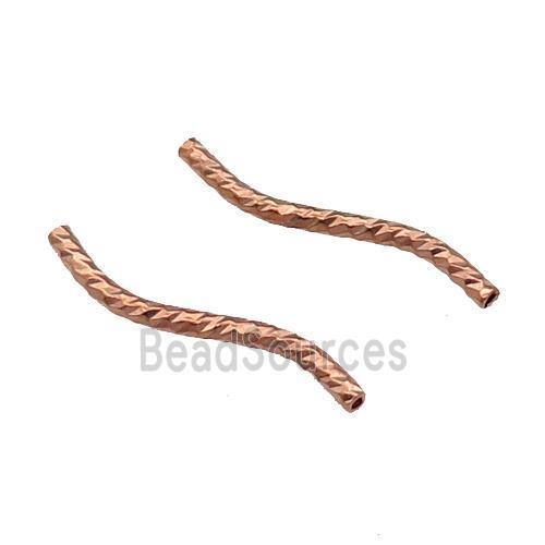 Copper Bend Tube Beads Rose Gold