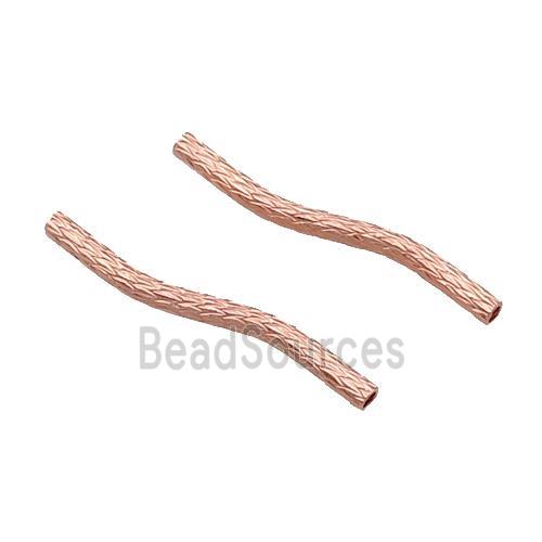 Copper Bend Tube Beads Rose Gold