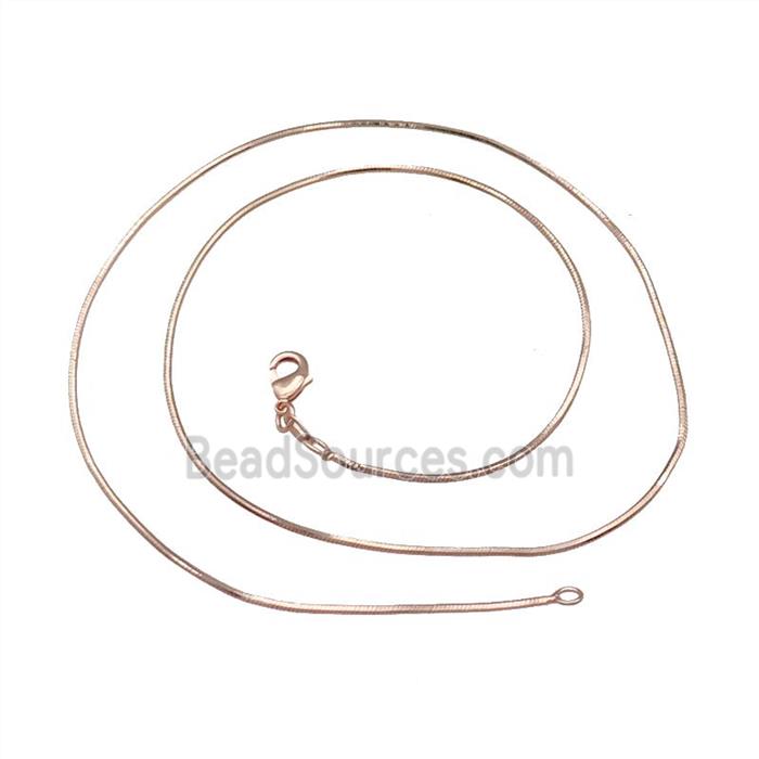 Copper Necklace FlatSnake Chain Unfaded Rose Gold
