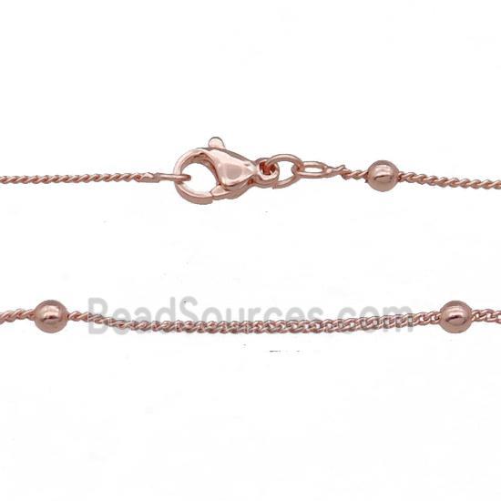 Copper Necklace Satellite Chain Curb Unfaded Rose Gold