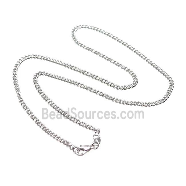 Copper Necklace Curb Chain Unfaded Platinum Plated