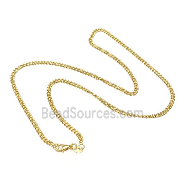 Copper Necklace Curb Chain Unfaded Gold Plated