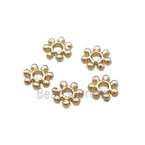 Copper Daisy Spacer Beads Unfaded Light Gold Plated