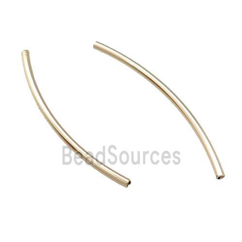 Copper Tube Beads Bend Light Gold Plated