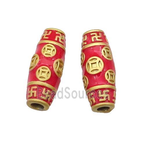 Copper Rice Beads Duck Gold Red Enamel