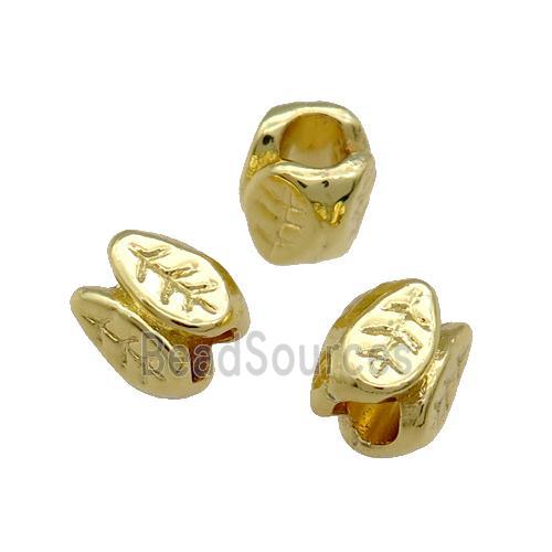 Alloy Leaf Beads Large Hole Unfade 18K Gold Plated