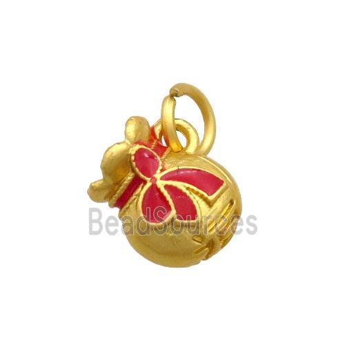 Alloy Flagon Pendant Red Enamel Duck Gold