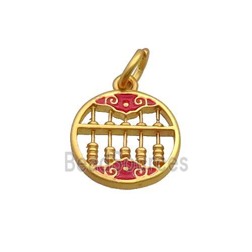 Alloy Abacus Pendant Red Enamel Duck God