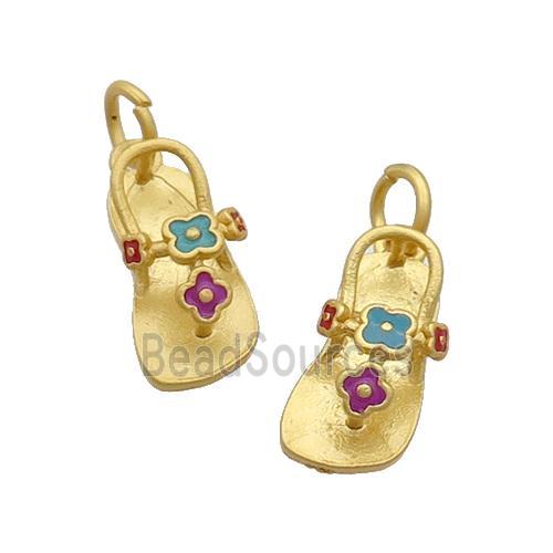 Alloy Shoes Pendant Enamel Duck Gold