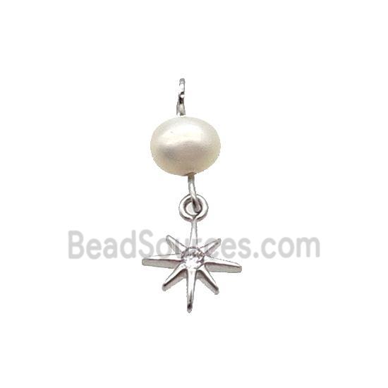 Copper Northstar Pendant With Pearl Platinum Plated