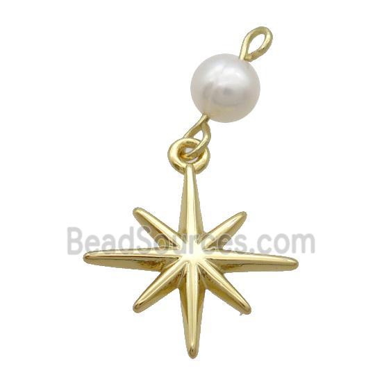 Copper Northstar Pendant With Pearl Gold Plated