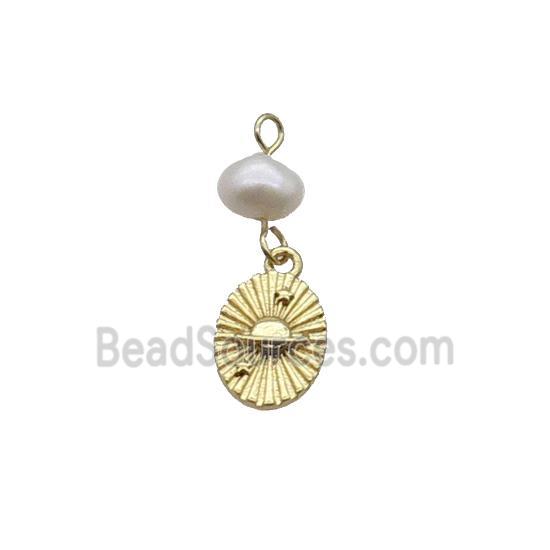 Copper Planet Pendant With Pearl Gold Plated