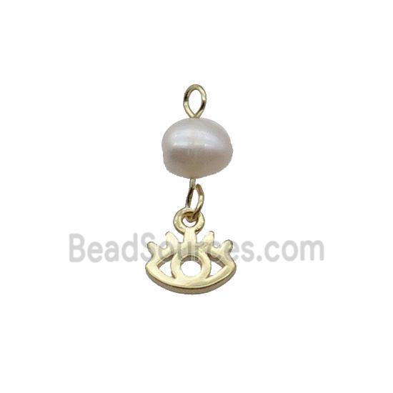 Copper Eye Pendant With Pearl Gold Plated